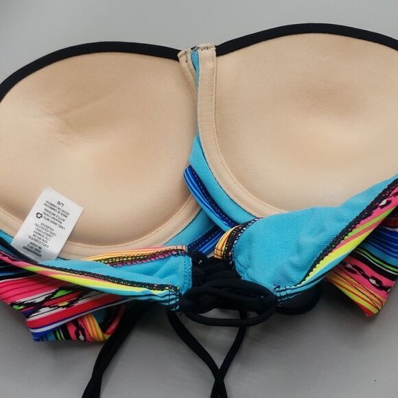 Joe Boxer Large Underwire Padded Bandeau Bikini Top - Picture 8 of 12